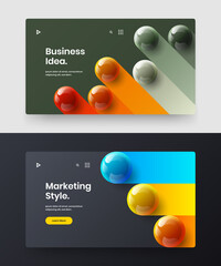 Creative 3D balls placard illustration set. Abstract corporate identity vector design concept composition.