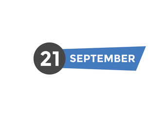 september 21 Calendar icon Design. Calendar Date 21th september. Calendar template 
