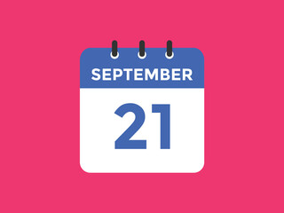 september 21 calendar reminder. 21th september daily calendar icon template. Vector illustration 
