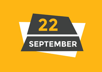 september 22 Calendar icon Design. Calendar Date 22th september. Calendar template 
