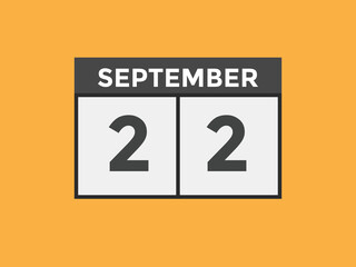 september 22 calendar reminder. 22th september daily calendar icon template. Vector illustration 
