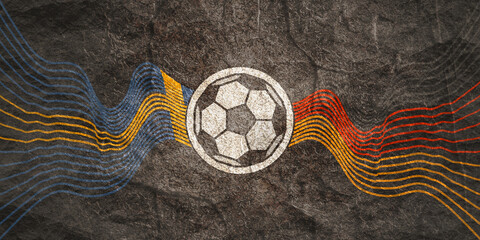 Flags of countries participating to the football tournament. Germany and Sweden national flags. Soccer ball in the center