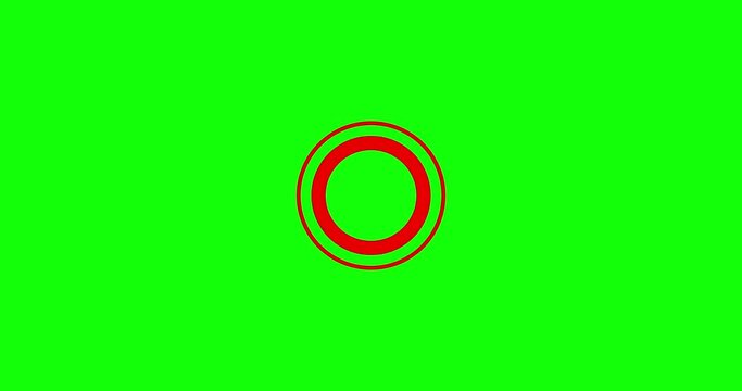 Simple animation with red moving circles on green screen. Pulsating rings. Trendy anti-stress video to insert on any background. Wave repetitive motion. Intro or transition with minimalistic ranges.