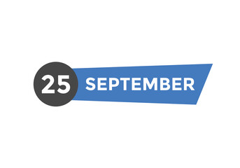 september 25 calendar reminder. 25th september daily calendar icon template. Vector illustration 

