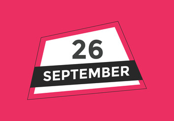 september 26 Calendar icon Design. Calendar Date 26th september. Calendar template 
 - obrazy, fototapety, plakaty