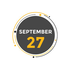 september 27 calendar reminder. 27th september daily calendar icon template. Vector illustration 
