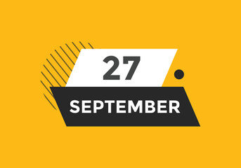 september 27 calendar reminder. 27th september daily calendar icon template. Vector illustration 
