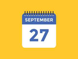 september 27 calendar reminder. 27th september daily calendar icon template. Vector illustration 
