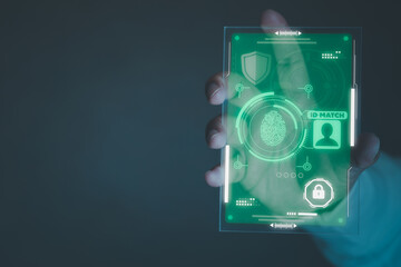 Man show digital id identify user checking status show information.