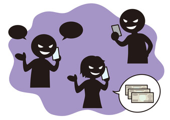 スマホで話す悪人のシルエット