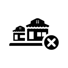 Abandon, discard, house icon. Black vector graphics.