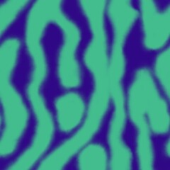 Watercolor blurred seamless pattern with colorful stains. Wavy stripes and spots in green and blue colors