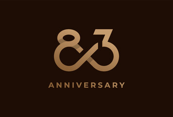 Number 83 Logo, Number 83 with infinity icon combination, can be used for birthday and business logo templates, flat design logo, vector illustration