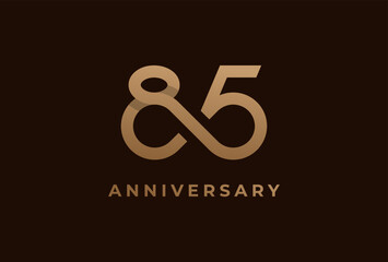 Number 85 Logo, Number 85 with infinity icon combination, can be used for birthday and business logo templates, flat design logo, vector illustration