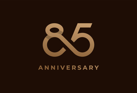 Number 85 Logo, Number 85 with infinity icon combination, can be used for birthday and business logo templates, flat design logo, vector illustration