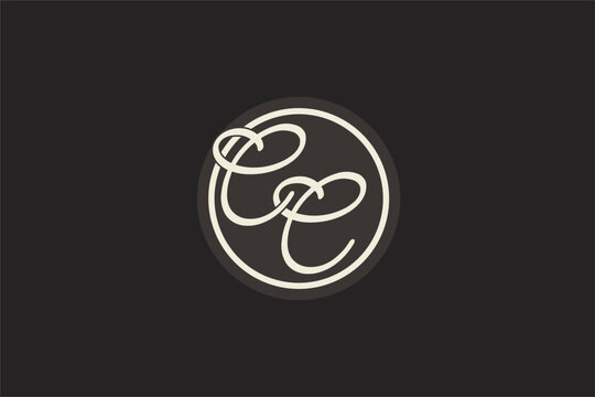 Initial letter CC monogram logo with simple and creative cirle line design ideas