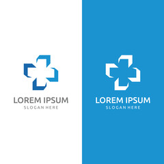 Obraz premium Medical sign logo using a simple and modern plus sign,logo for medical, pharmacy, pharmacy, hospital.With template vector illustration.