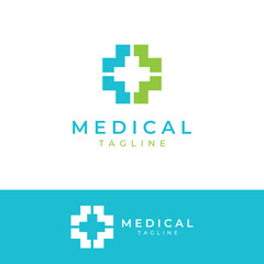 Medical sign logo using a simple and modern plus sign,logo for medical, pharmacy, pharmacy, hospital.With template vector illustration.
