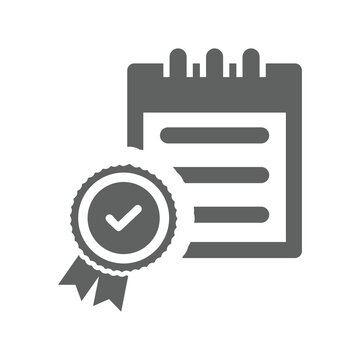 Accepted, certificate icon. Gray vector graphics.