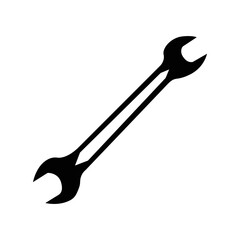 Wrench Silhouette. Black and White Icon Design Elements on Isolated White Background