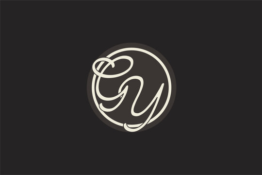 Initial letter GY monogram logo with simple and creative cirle line design ideas