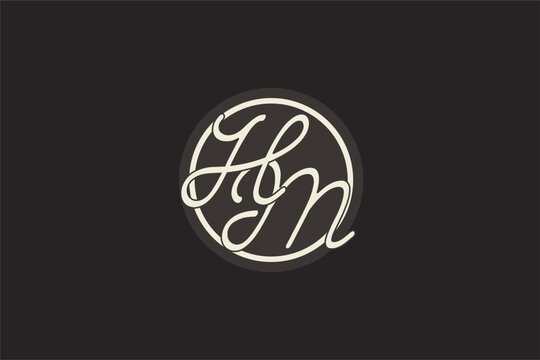 Initial letter HM monogram logo with simple and creative cirle line design ideas