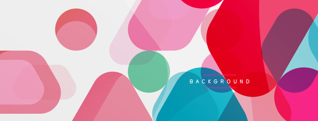 Color bubbles and rounded geometric shapes on white. Vector geometric minimal abstract background for wallpaper, banner, background, landing page