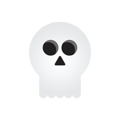 cute halloween ghost character cartoon skull. emotional skeleton face Vector illustration on a white background.