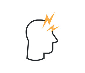 Brain with Lightning, brainstorm vector icon.
