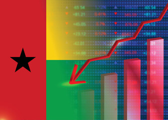 Fototapeta premium Economic crisis in Guinea-Bissau.Financial crisis concept.Guinea-Bissau flag with stock chart