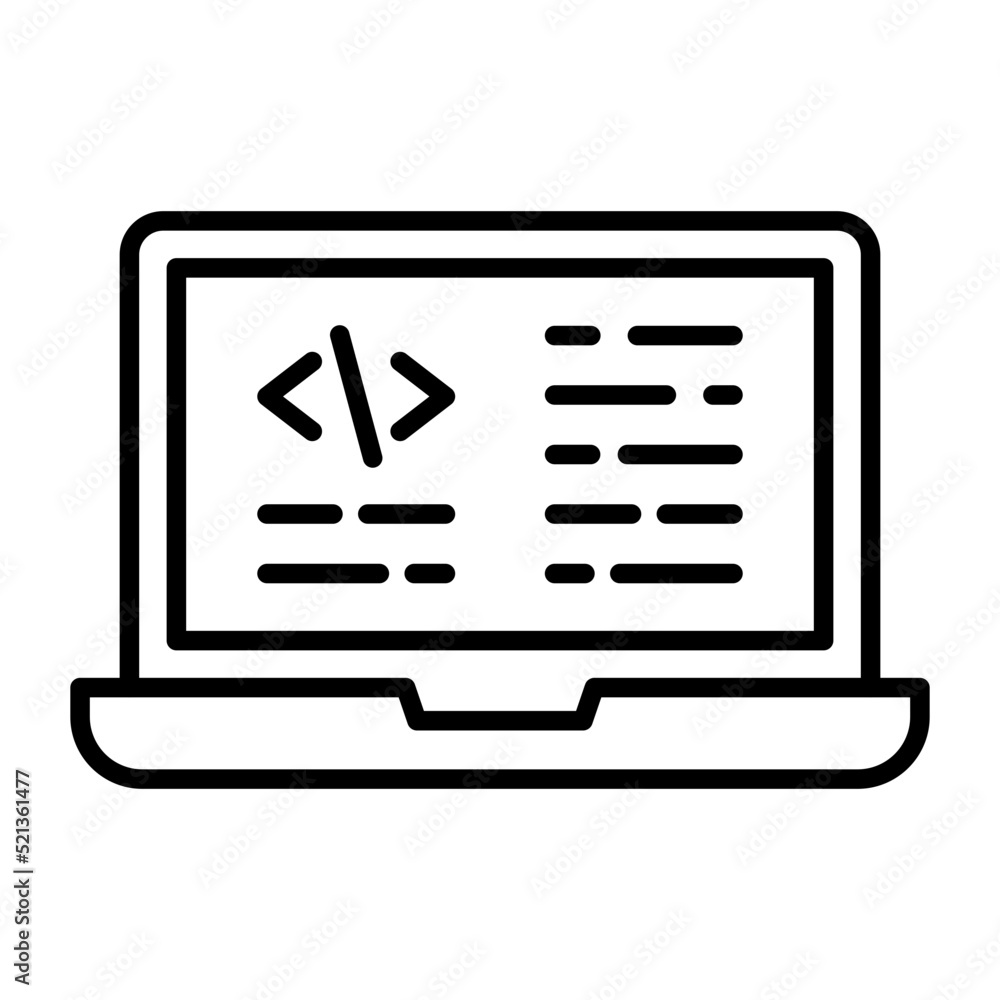Poster laptop coding line icon