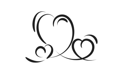 Line Drawing Of Love. Hand Drawn Heart Decorative Design for print or use as poster, card, flyer, Tattoo or  T Shirt