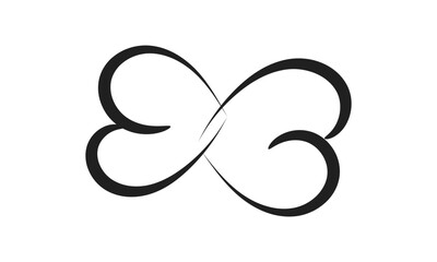 Line Drawing Of Love. Hand Drawn Heart Decorative Design for print or use as poster, card, flyer, Tattoo or  T Shirt