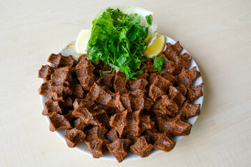 Steak a la turca or chee kofta ( Cig Kofte )  - Turkish Food.