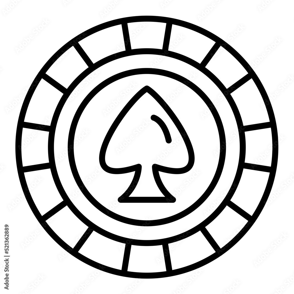 Poster Poker Chip Line Icon