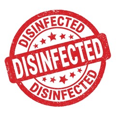 DISINFECTED text written on red round stamp sign.