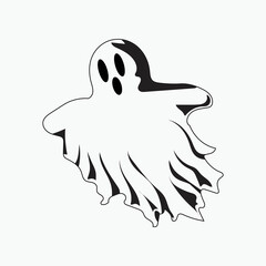 cute halloween ghost character cartoon skull. emotional skeleton face Vector illustration on a white background.