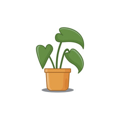 illustration plant growing in a pot cartoon style