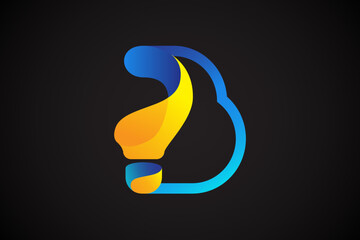 Smart Letter B Vector Design Template, Initial B Logo Lamp, Smart Minimalist Letter B Icon	