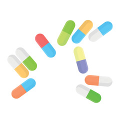 Pill flat icon isolated on white background. Vector illustration.