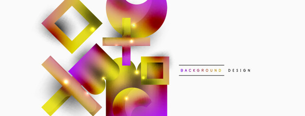 Dynamic composition, shiny geometric shapes abstract background. Trendy techno business template for wallpaper, banner, background or landing