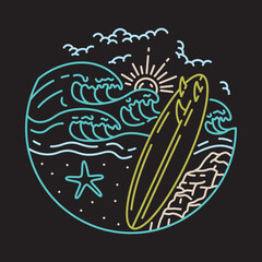 Good view and wave on summer graphic illustration vector art t-shirt design