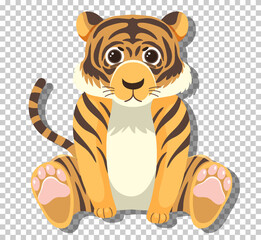 Cute tiger in flat cartoon style