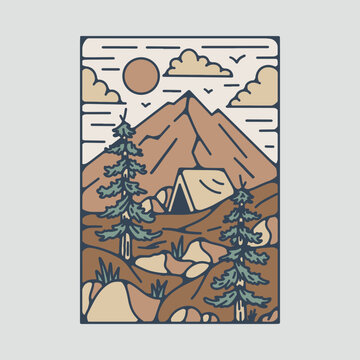 Camping in the nice nature graphic illustration vector art t-shirt design