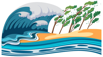 Fototapeta na wymiar Tsunami ocean wave scene