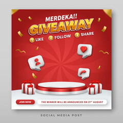 Indonesia independence day giveaway social media banner template