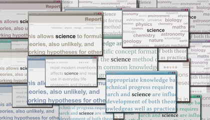 Headline titles media with Science and education 3d illustration