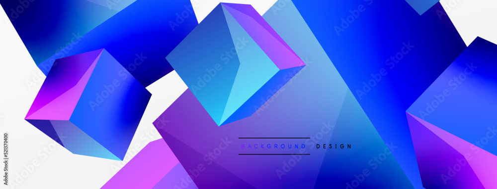 Aufkleber 3d cubes vector abstract background. Composition of 3d square shaped basic geometric elements. Trendy techno business template for wallpaper, banner, background or landing