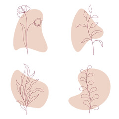 set of outline flowers