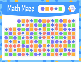 Math Maze is a mini game for children. Cartoon style. Vector illustration.